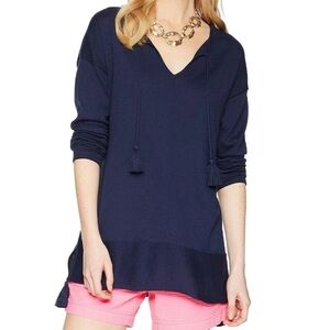 NEW Lilly Pulitzer Colene Sweater Tunic Top in True Navy XXS Lightweight Beach